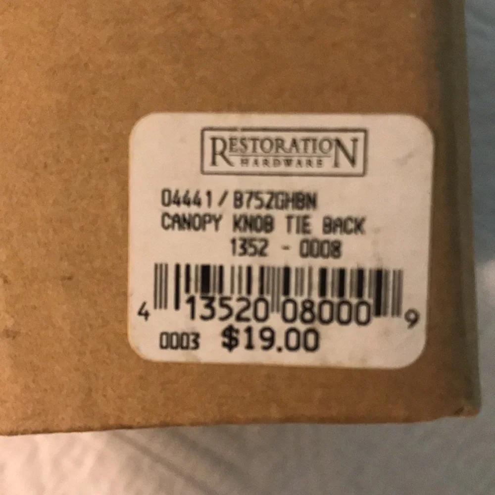 New Pair Restoration Hardware Drapery Finials Tie Backs in Antique Brass